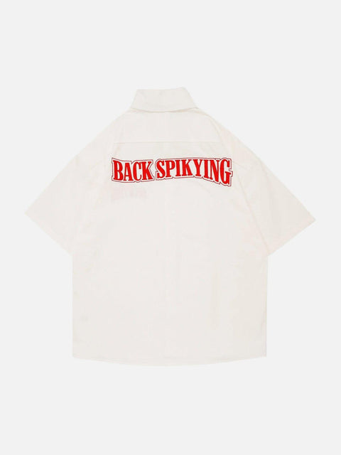 Dark Letters Embroidery Shirt - Anagoc