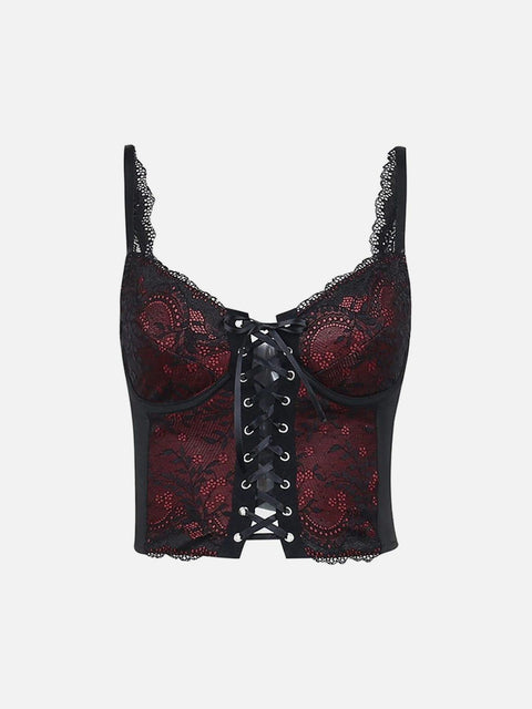 Dark Straps Lace Up Vest - Anagoc