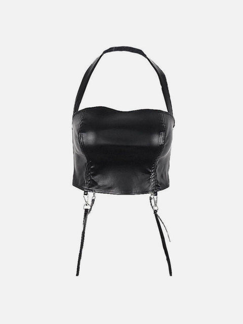 Zipper Strap PU Vest - Anagoc