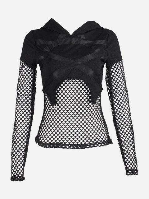 Patchwork Mesh Star Hoodie - Anagoc