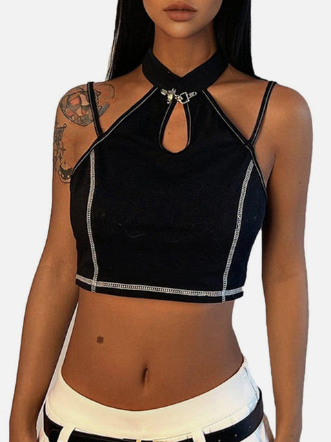 Metal Buckle Hollow Out Open Thread Vest - Anagoc