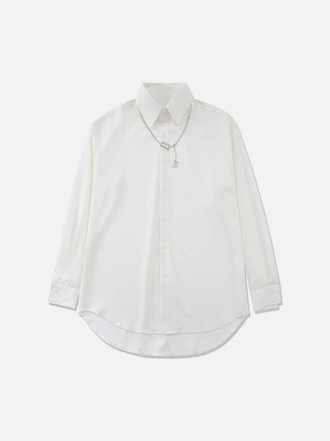 Dark B Chain Decoration Long Sleeve Shirt - Anagoc