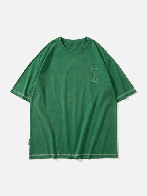 Cross Washed Graphic Tee - Anagoc