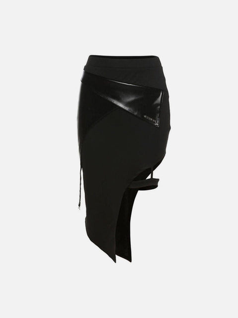 High Waist Irregular Slit Skirt - Anagoc