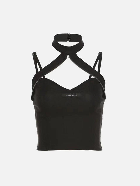 Zipper Neck Strap Vest - Anagoc