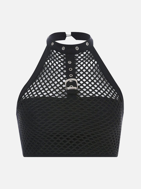 Sexy Mesh Halterneck Vest - Anagoc