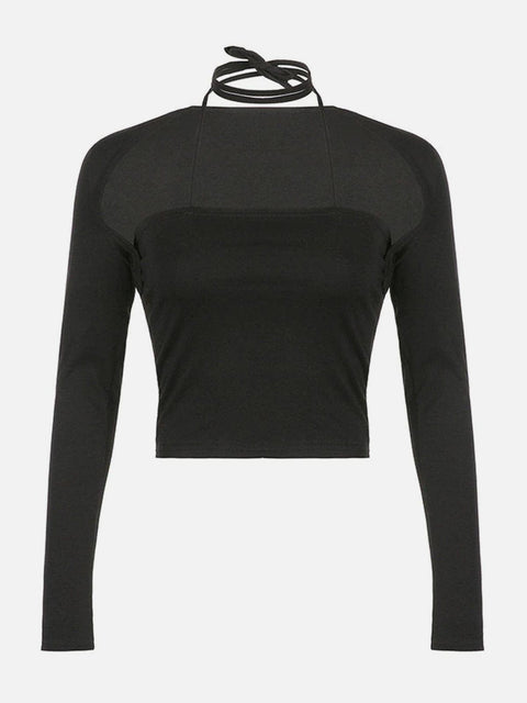 Hollowout Suspenders Sun Protection Long Sleeve T Shirt - Anagoc