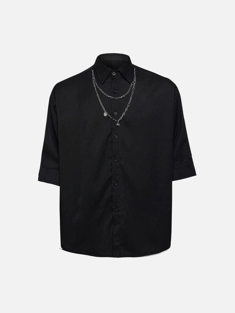 Dark Love Chain Decoration Oversized Shirt - Anagoc