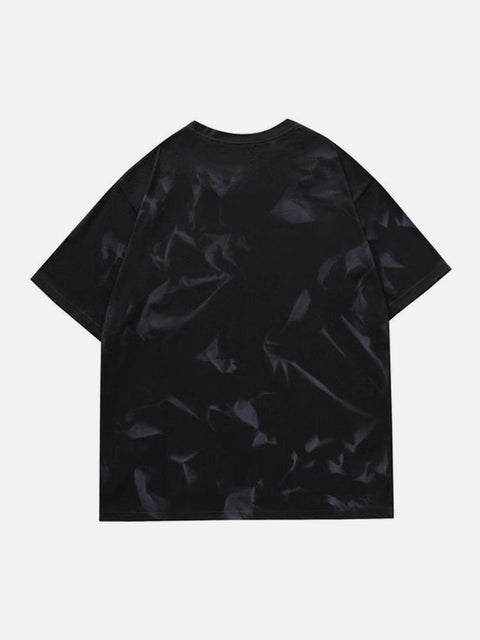 Tie Dye Spider Web Drill Chain Graphic Tee - Anagoc