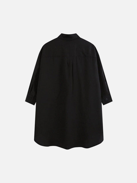 Gothic Tie Chain Clip Short Sleeve Shirt - Anagoc