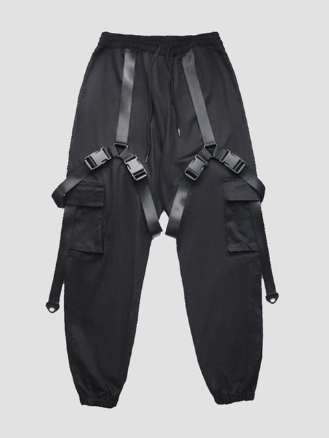 Combat Techwear Ribbons Buckle Cargo Pants - Anagoc
