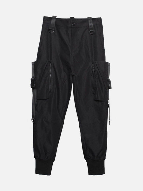 Functional Detachable Pocket Ribbons Cargo Pants - Anagoc