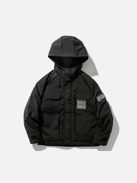 Function Labeling Hooded Winter Down Coat - Anagoc
