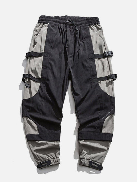 Patchwork Ribbons Velcro Cargo Pants - Anagoc