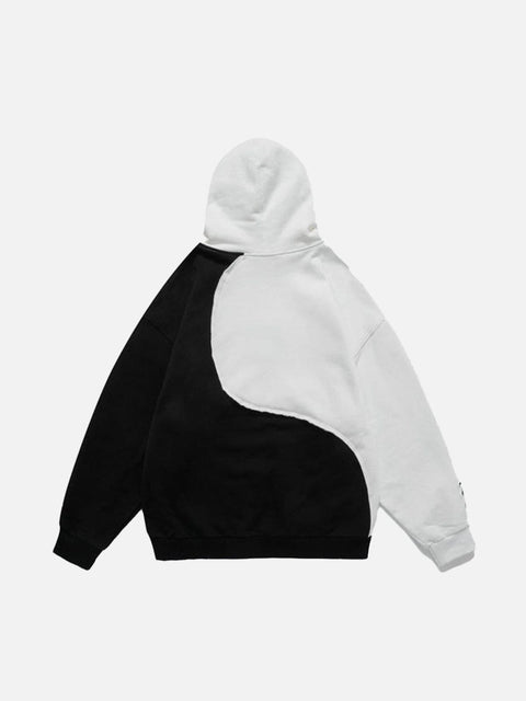Yin Yang Gossip Patchwork Hoodie - Anagoc