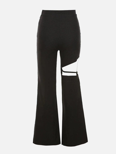 High Waist Cut-out Flared Pants - Anagoc