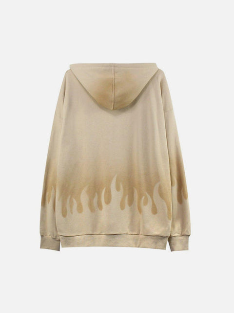Gradient Flame Print Hoodie - Anagoc