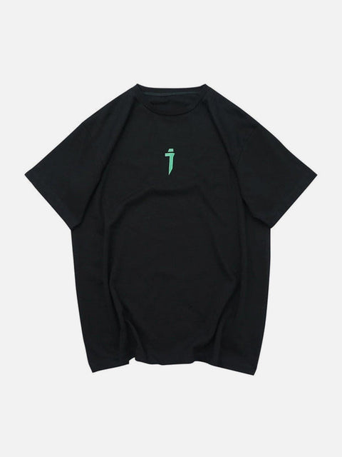 Cyberpunk Devil Embroidery Tee - Anagoc