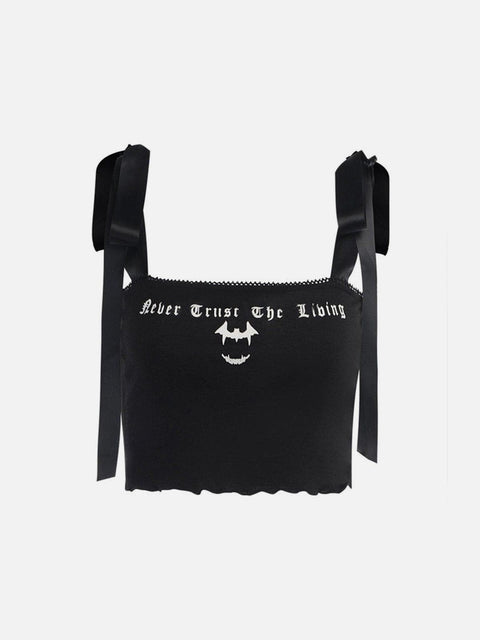 Dark Straps Letters Print Vest - Anagoc