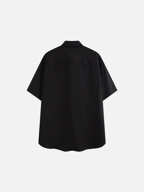Falme Chain Tie Short Sleeve Shirt - Anagoc