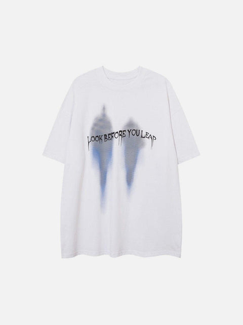 Abstract Print Letters Graphic Tee - Anagoc