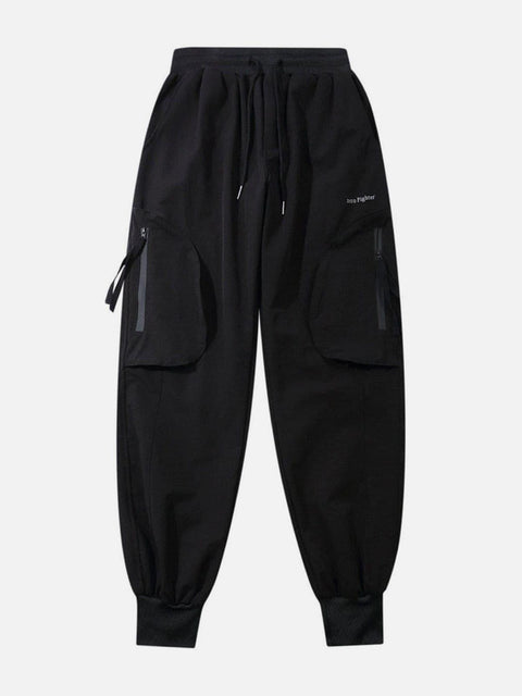 Side Semi-circular Pockets Cargo Pants - Anagoc