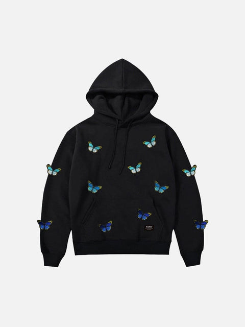 Gradient Butterfly Fleece Hoodie - Anagoc