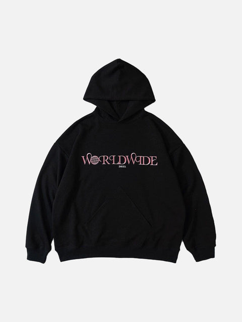 Solid Color Basic Letters Print Hoodie - Anagoc