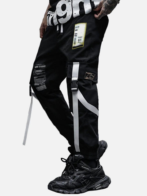 Label Barcode Print Cargo Pants - Anagoc