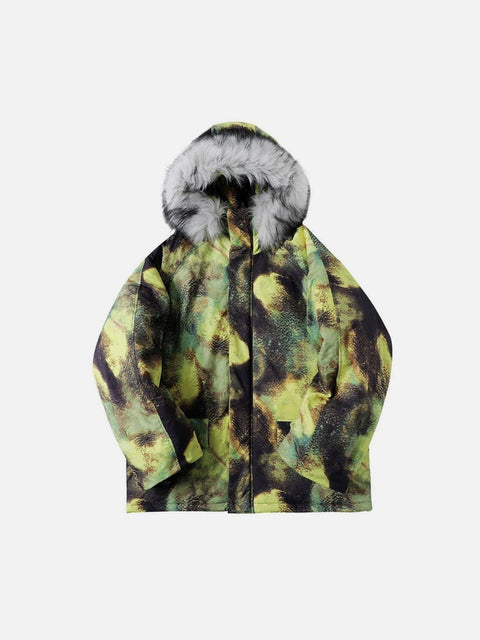 Fur Collar Camouflage Winter Coat - Anagoc