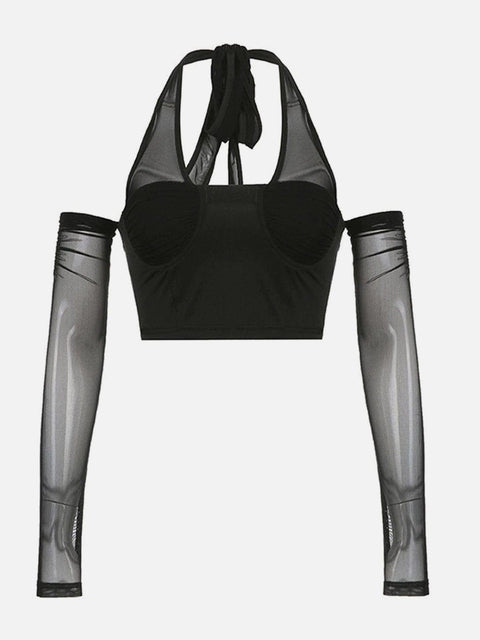 Sexy Camisole Perspective Long Sleeve T Shirt - Anagoc