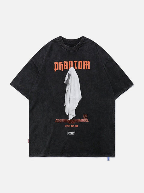 Middle Finger Ghost Print Washed Tee - Anagoc