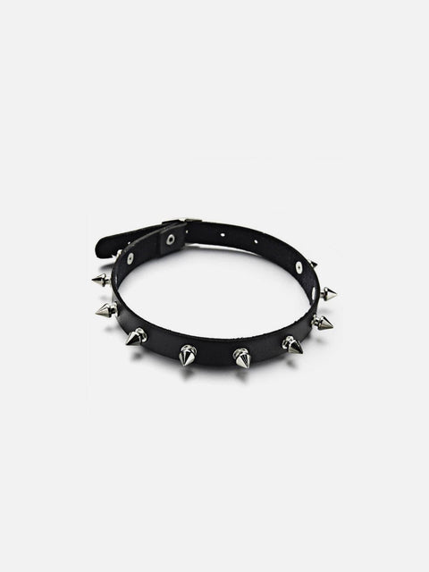 Dark Studded Punk PU Necklace - Anagoc