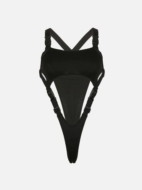 Irregular Cutout Button Sexy Jumpsuit - Anagoc