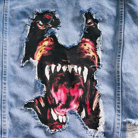 "Dog Head" Denim Jacket - Anagoc