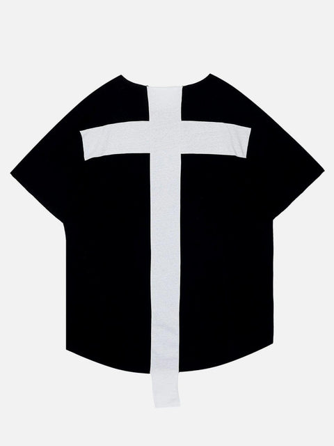 Back Cross Patchwork Tee - Anagoc