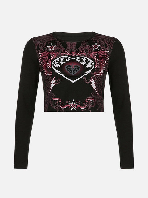 Love Totem Print Long Sleeve T Shirt - Anagoc