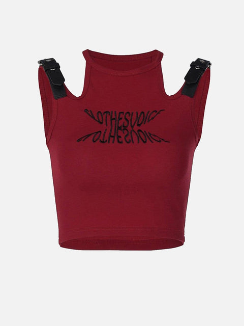 Hollow Belt Shoulder Buckle Vest - Anagoc
