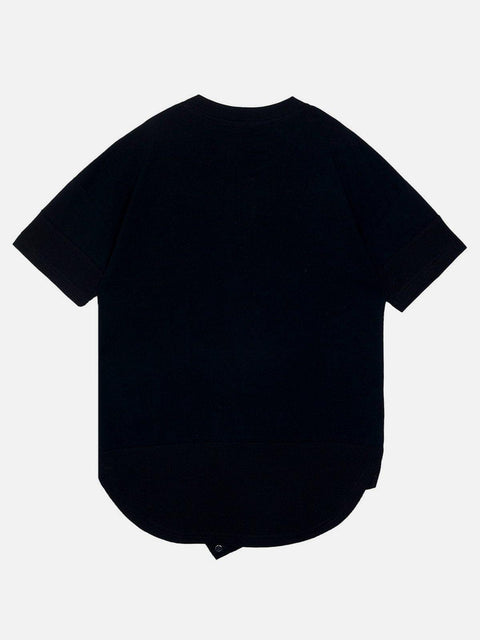 Irregular Zipper Buttons Tee - Anagoc
