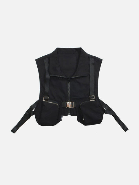 Function Metal Zipper Buckle Vest - Anagoc