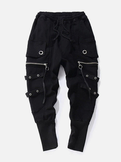 Zipper Multi Pockets Harem Pants - Anagoc