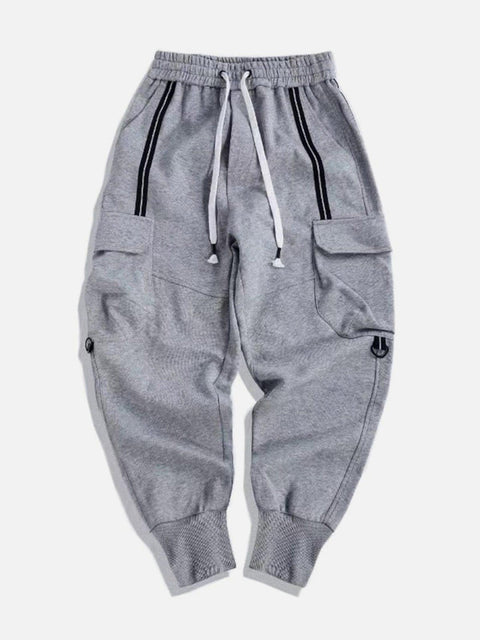Multi Pockets Drawstring Screw Thread Pants - Anagoc
