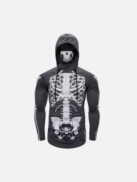 Ninja Skull Mask Print Hoodie - Anagoc