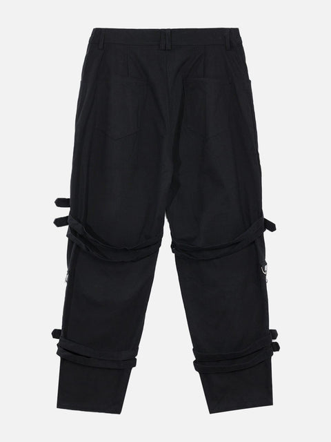 Punk Metal Buckle Chain Pants - Anagoc