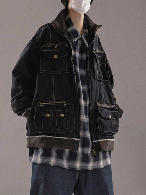 Multiple Zipper Pockets Jacket - Anagoc