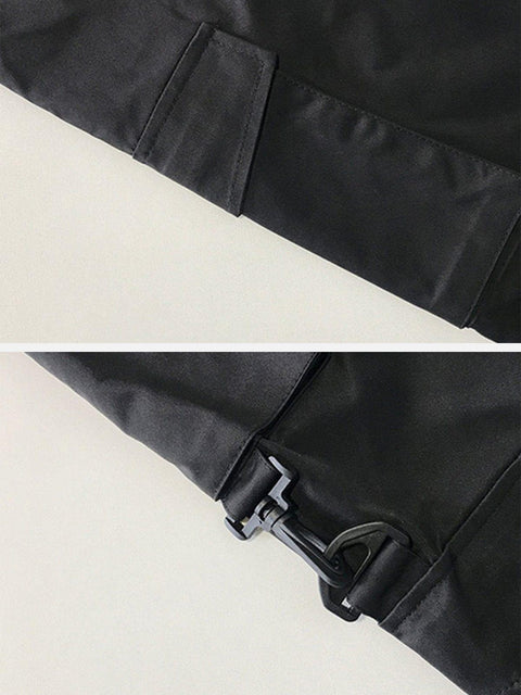 Black Personalized Belt Cargo Pants - Anagoc