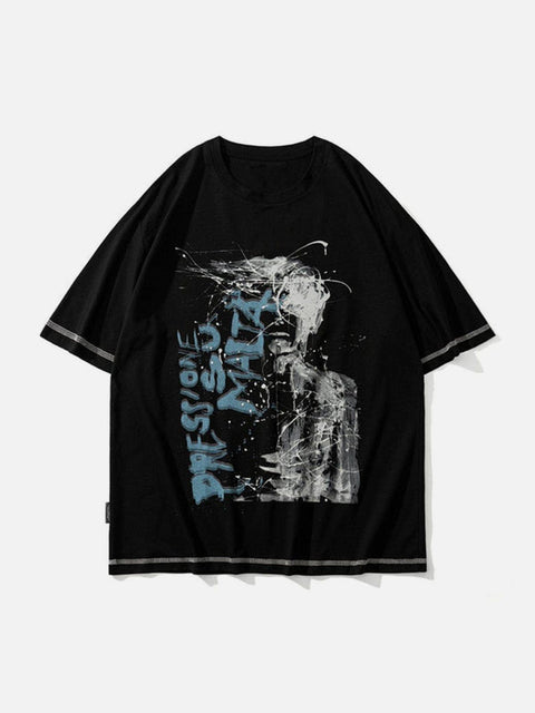 Splash Ink Letters Graphic Tee - Anagoc
