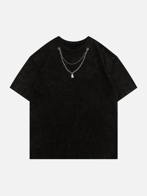 Bear Necklace Washed Tee - Anagoc