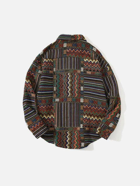 "Wavy Line" Long Sleeve Shirt - Anagoc