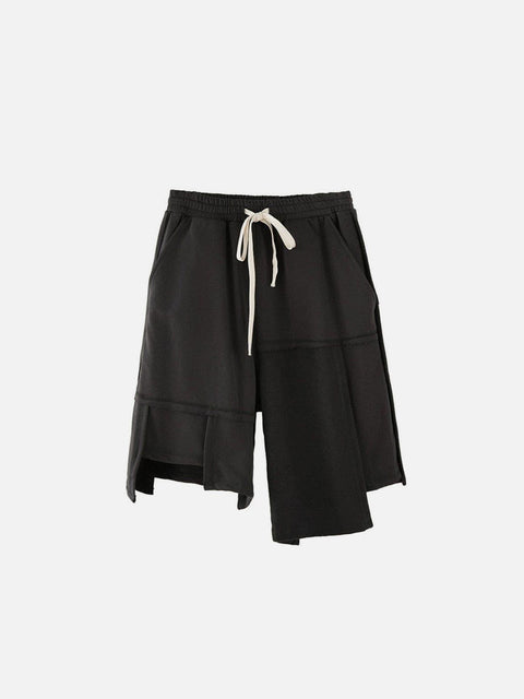 Dark Irregular Patchwork Cotton Shorts - Anagoc